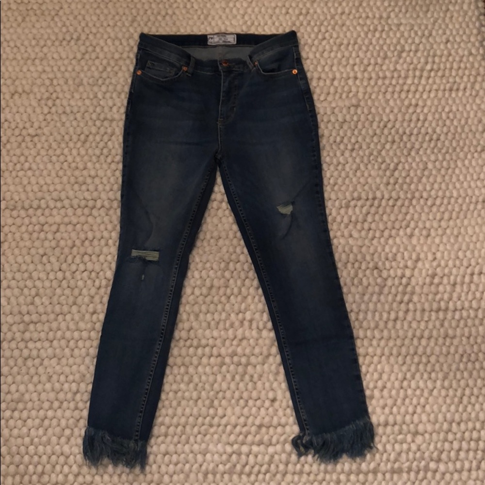 Free people fringe bottom jeans